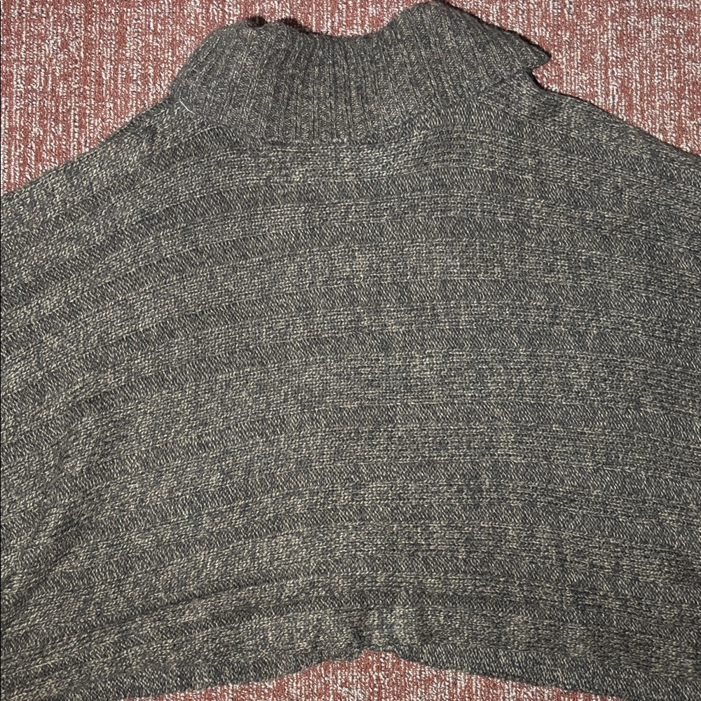 Carolyn Taylor Chocolate brown knit Button-Up Poncho fringe cozy comfy warm OSFA - Picture 12 of 13